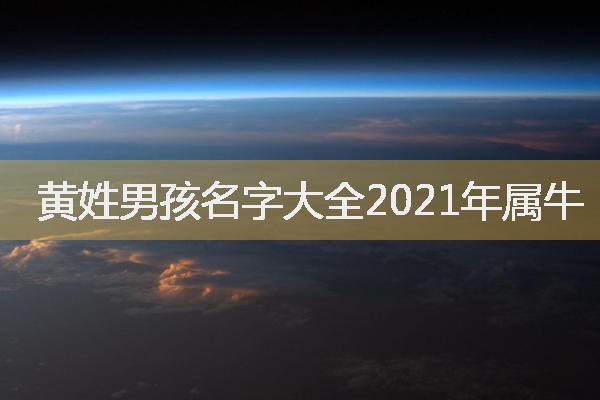 黄姓男孩名字大全2021年属牛